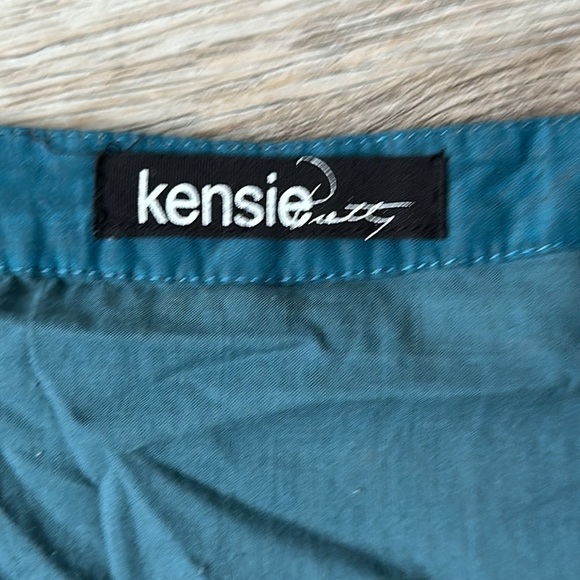 Kenzie Pretty dress Bohemian beaded neckline, teal black lined size large - Picture 8 of 12